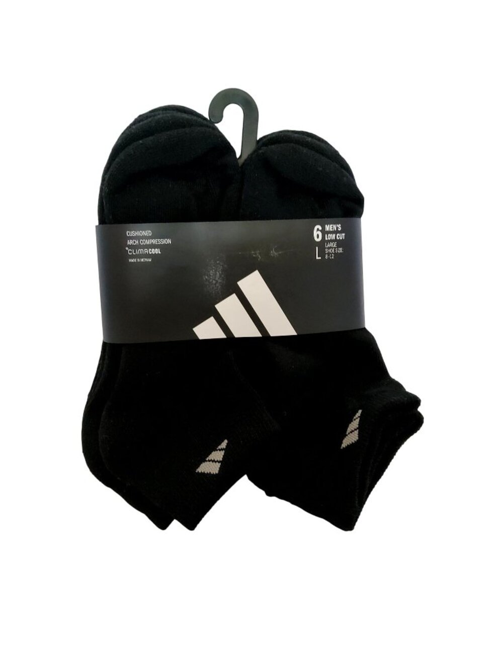 Adidas Mens 6-Pack Climalite Cushioned For Comfort Low Cut Socks Black Size L